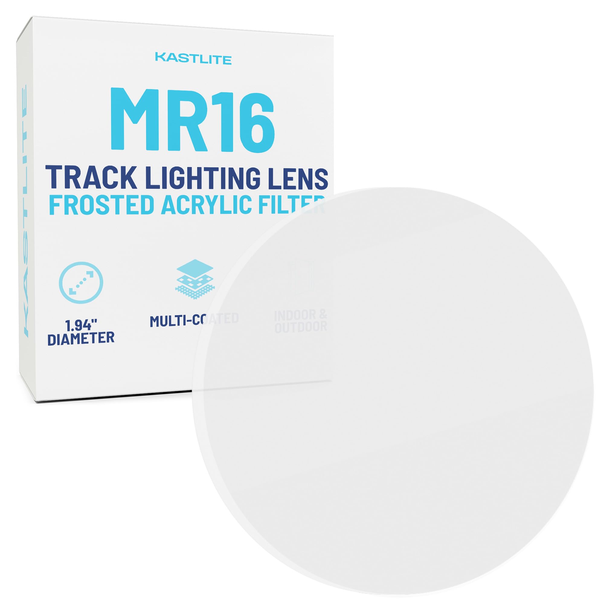 KASTLITE Frosted Halo Track Light Head Filter – Acrylic MR16 WAC Bulb Lens – Replacement Cover for Ceiling Fixtures, Spotlights & Flood Lights – LED/