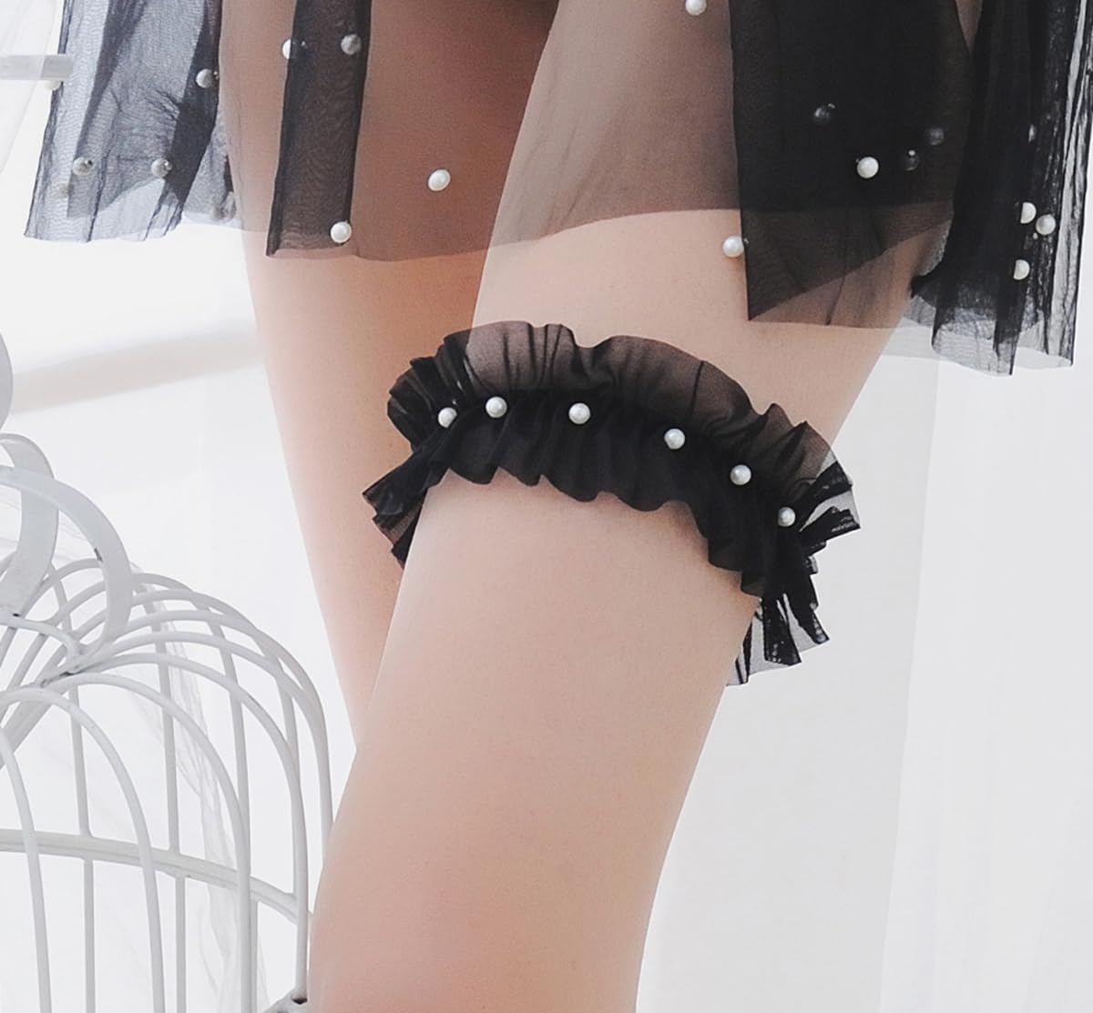 YunPeng Wedding Bride Garter Lace Bowknot Stretch Leg Garter Set Bridal Accessories 2pcs