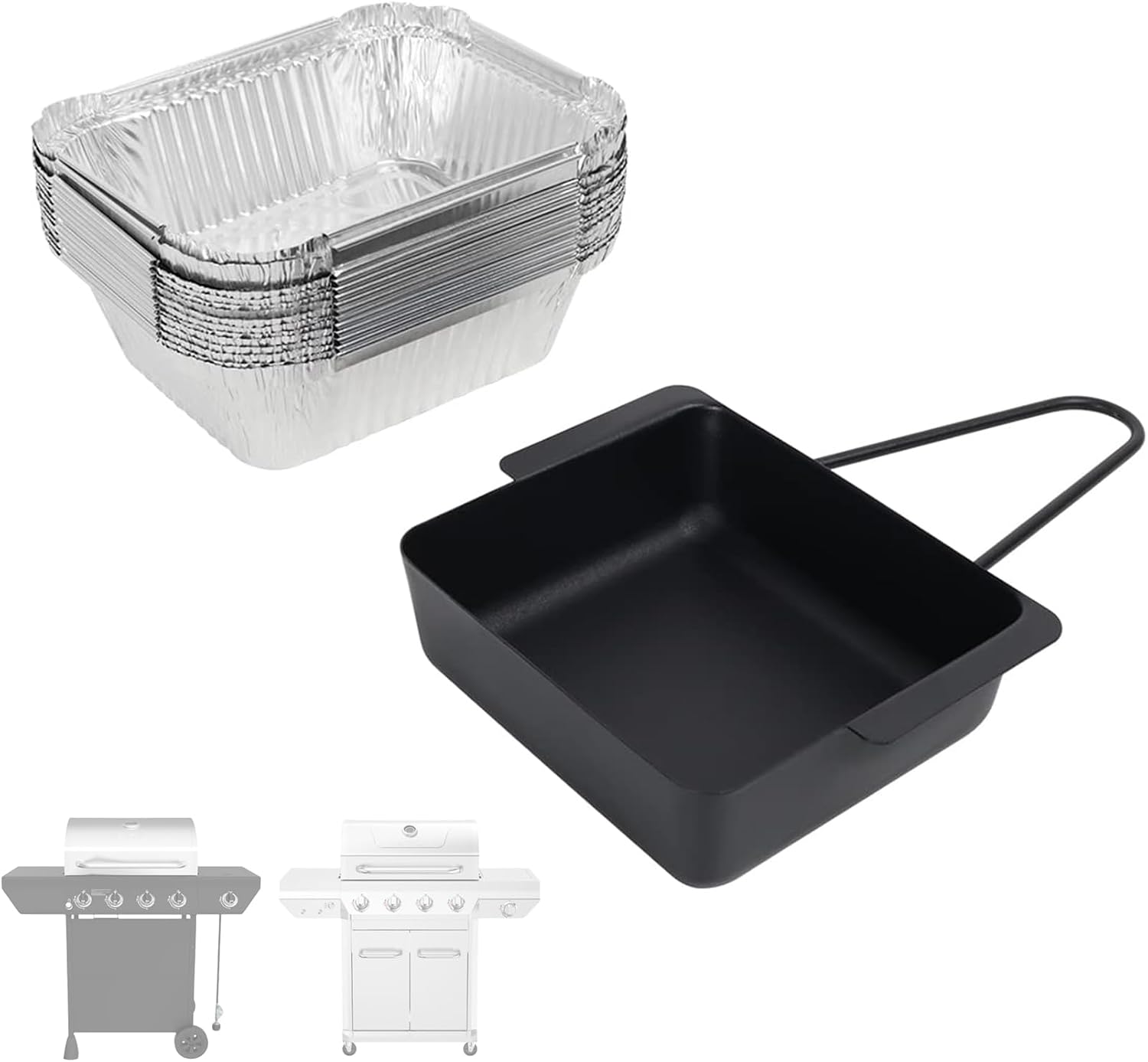 SafBbcue Grill Drip Pan for Nexgrill 720-0830H 720-0830D 720-0888S 720-0898 Grease Tray Replacement Parts, Grease Catcher for Home Depot Nexgrill 720-0882A 720-0925P Cuisinart CGG-7400 with Liners