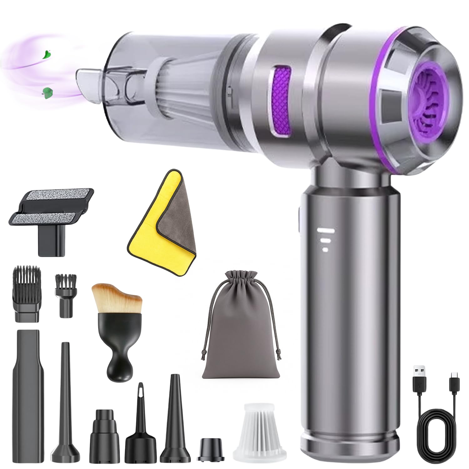 Vitalco Car Vacuum Portable Cordless, Car Vacuum Cleaner High Power 18000PA, Dust Busters Cordless Rechargeable 6000mAh Battery with Multi Nozzles for Home, Office, Camping