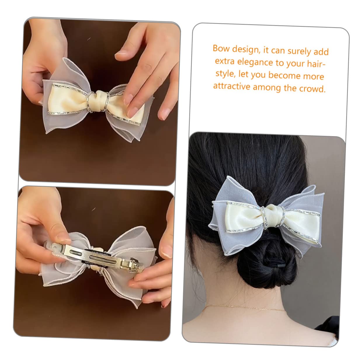 FRCOLOR 3 Set Di Fermagli Per Con Fiocco Per Coda Di Cavallo E Strass Per Bambine Accessori Per Alla Moda 2 Pezzi*3