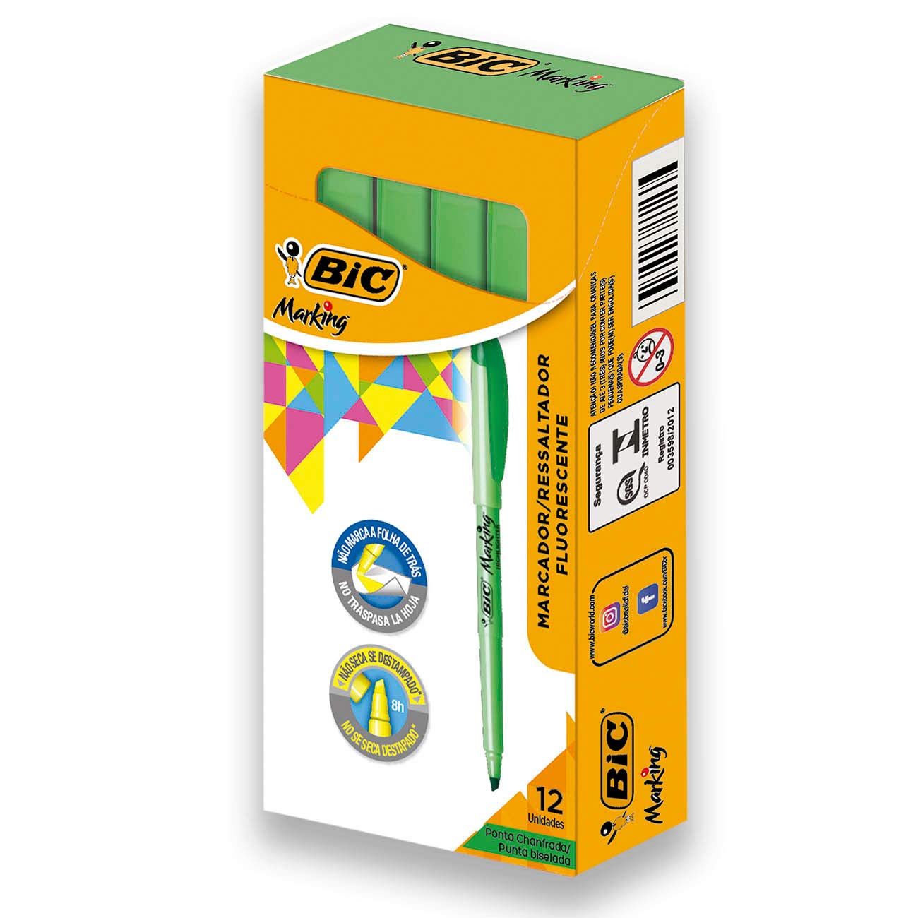 BICBrite Liner Highlighter, Chisel Tip, Green, 12-Count (BL11-GREEN)