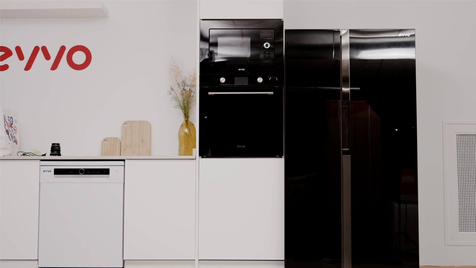 EVVO Frigorífico americano F90 Glass, Motor Inverter, Glass Door, Total No Frost, 352l + 198l, tecnología LECO, Negro
