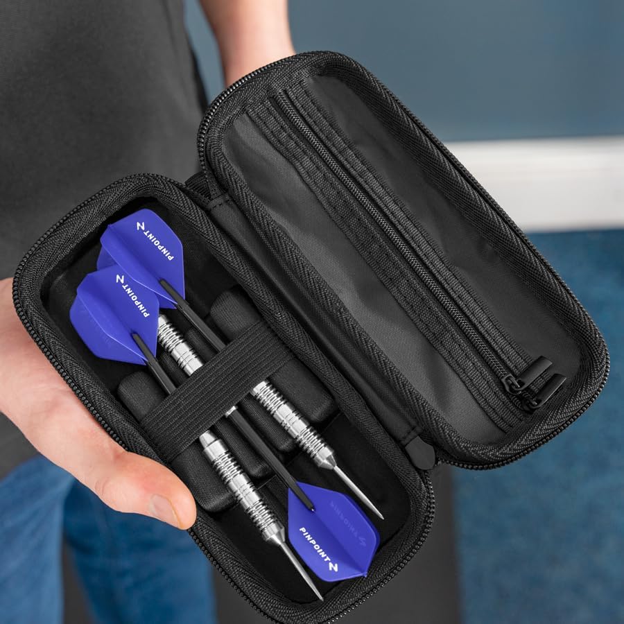 PINPOINT Darts Case – Durable Polyurethane Shell with 3 or 6 Dart Capacity – Compact Storage for Tungsten & Brass Darts – Optional Darts (Case + 3 Tungsten Darts)