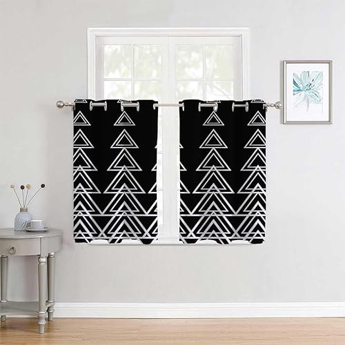 Cortinas para Sala Elegantes Modernas Geometría Negra Celosía Divisor Moderno para Separación de Habitaciones, Bloqueador de Ruido de Ventana 72