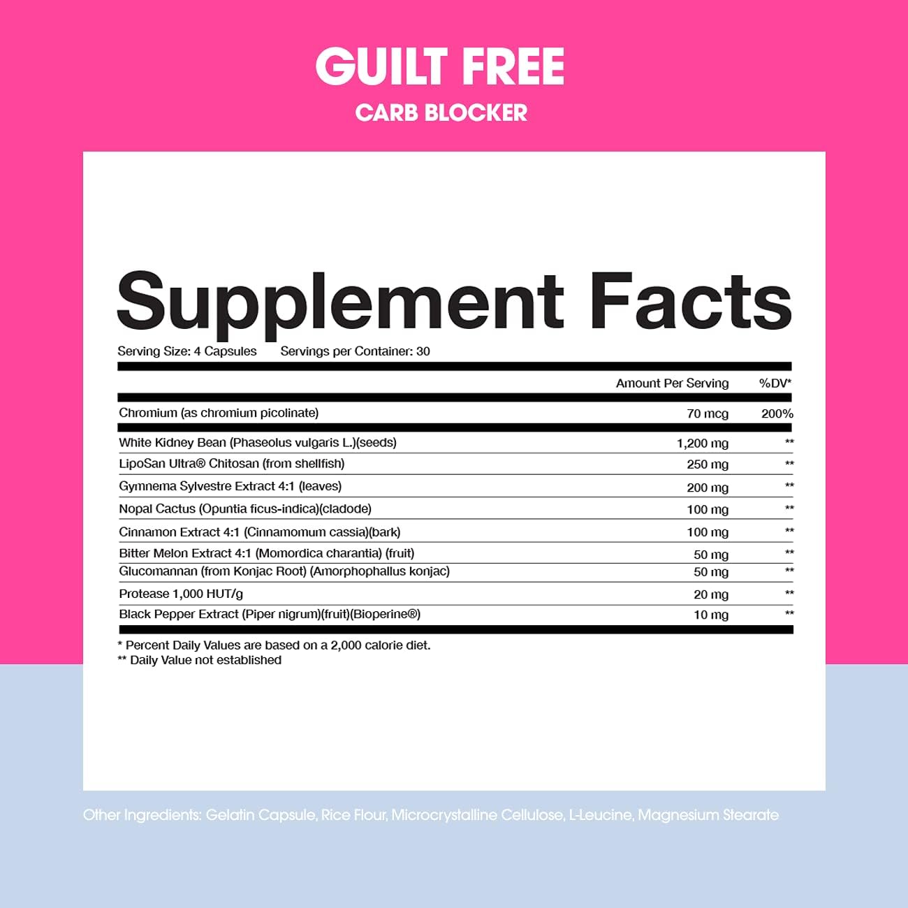 Obvi Guilt Free Carb Blocker, Block Carb Absorption, Support Weight Loss, Healthier Nails & Longer Hair, Active Ingredients, Enzyme Production (30 Servings)