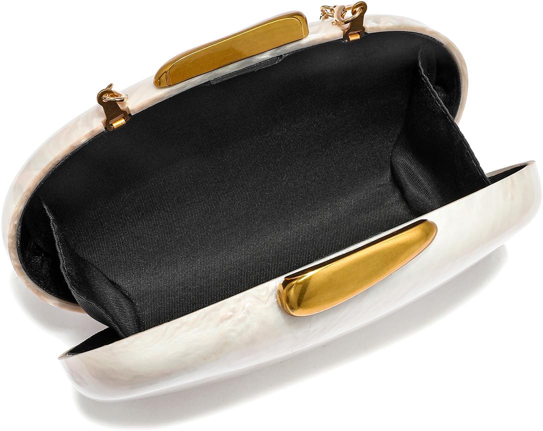 Pearl Acrylic Clutch Purse for Women, Marbled Shell Evening Bag for Wedding Guest Party Prom Crossbody - Image 7
