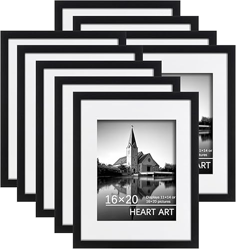 Miniatura 6 de HEART ART Juego de 9 portarretratos negros de 12 x 12 pulgadas, para fotos de 8 x 8 pulgadas con paspartú o de 12 x 12 pulgadas sin paspartú, marcos