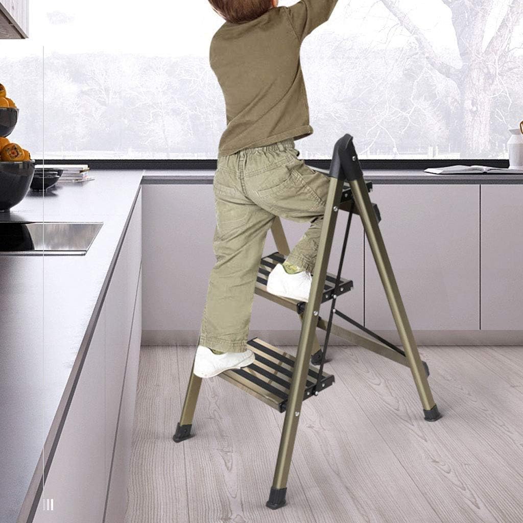 JSEIAJB Aluminum 3 Step Ladder Lightweight Multi-Purpose Portable Folding Home Stool