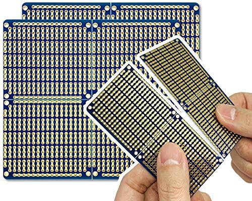 ElectroCookie Snappable PCB, Strip Board with Power Rails for Electronics Projects Compatible for DIY Arduino Soldering Projects, Gold-Plated, 3.8"x3.5" (2 Pack, Blue)