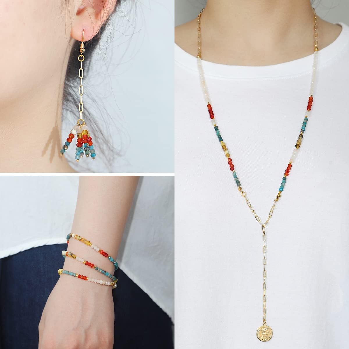 BEADIA Natural Indian Agate Beads 4x2mm 120pcs Faceted Rondelle Loose Semi Gemstone Beads for Jewelry Making Design Indian Agate 4x2mm