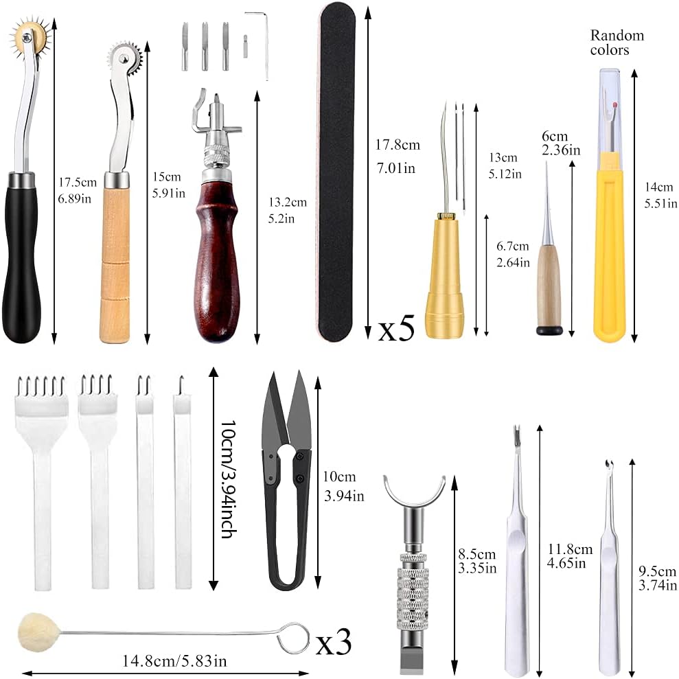 BUTUZE Practical Leather Tools 60 PCS Complete Craft Sewing Kit for Beginner/Professional- Leather Crafting Kit for Bookbinding, Sewing, Leather Working,Leather Making : Arts, Crafts & Sewing