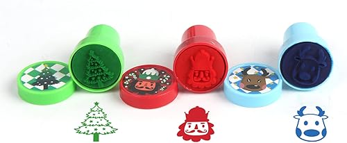 Miniatura 3 de 30 sellos de Navidad, varios colores autotintados de Navidad con 30 estilos, mini sellos de vacaciones de plástico para niños, juguetes, regalos de