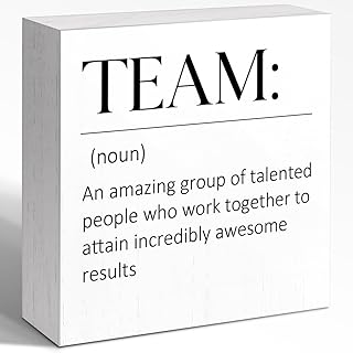 WUZYOU Team Definition An Amazing Group Of Talented People Wooden Box Sign, Collaboration Workplace Sign 5x5x1 INCH, Team Motivation Office Desk Shelf Decor