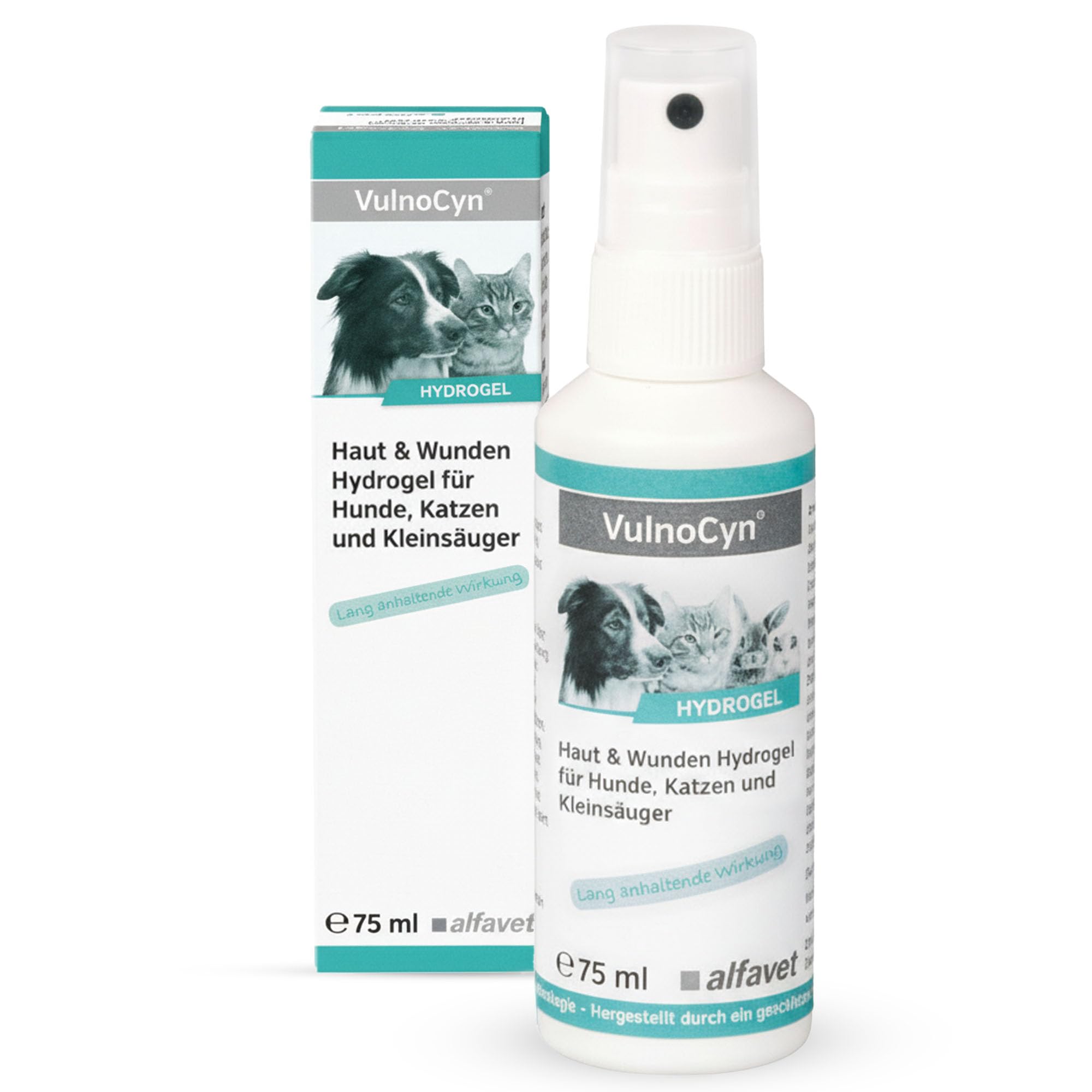 alfavet VulnoCyn Hydrogel 75 ml – Haut- & Wundenspray für Hunde, Katzen & Kleinsäuger – Wundspray gegen Bakterien, Viren & Pilze – Hydrogel mit langanhaltender Wirkung, pH-neutral & ohne Alkohol