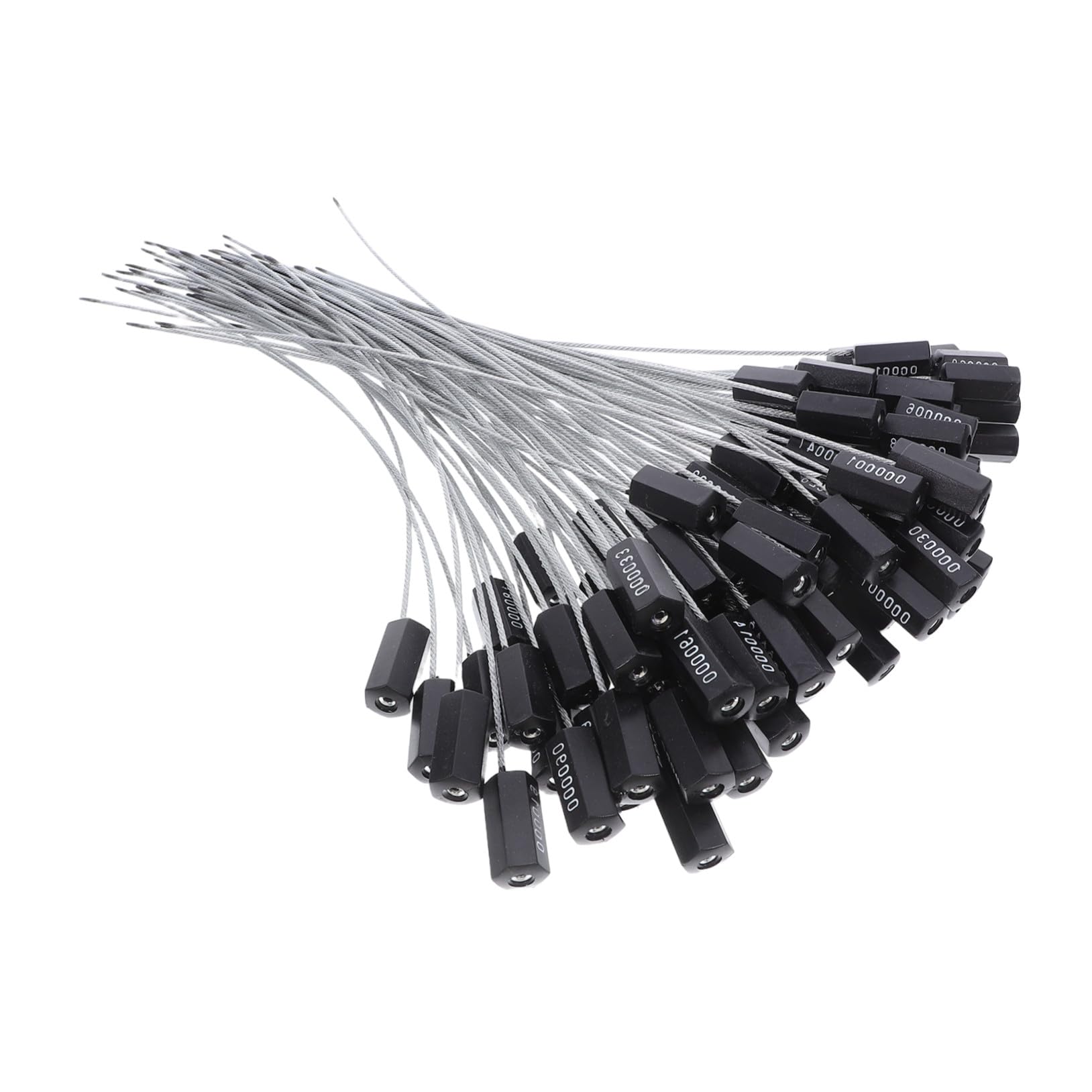 100 Pièces Scellés de Sécurité Câble Acier Numérotés Étiquettes Métalliques Antivol avec Fil Acier Résistant pour Conteneurs Camions et Huile Noir