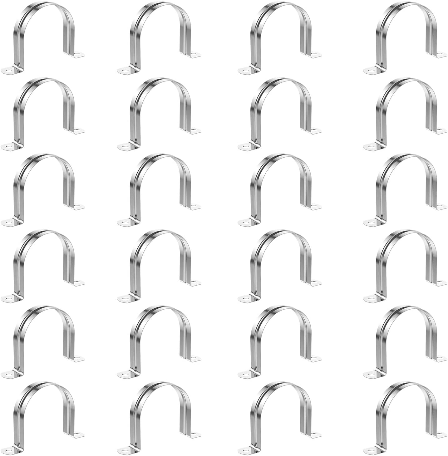 10PCS M25 Pipe Strap Clamp, 2 Hole Strap U Bracket Stainless Steel, UTube Clamp Rigid Pipe Strap Hanger Tube Strap Tension Clips Nbsp For Rubber Hoses - View #5