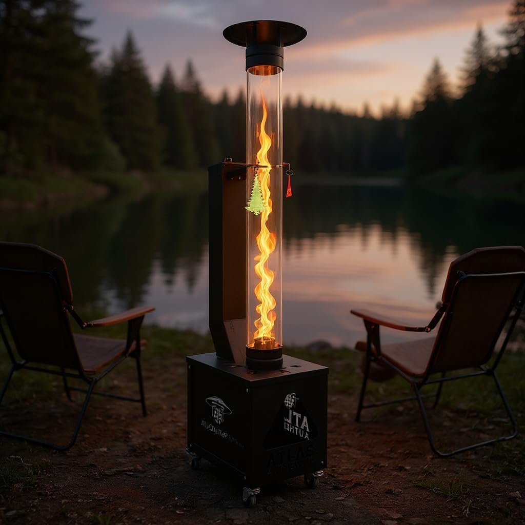 Wood Pellet Patio Heater – Smokeless Flame, Portable with Wheels, Easy Cleanout – Durable, Modern Look for Home, Garden Camping Wood Pellet Patio Heater – Smokeless Flame, Portable with Wheels, Easy Cleanout – Durable, Modern Look for Home, Garden Camping