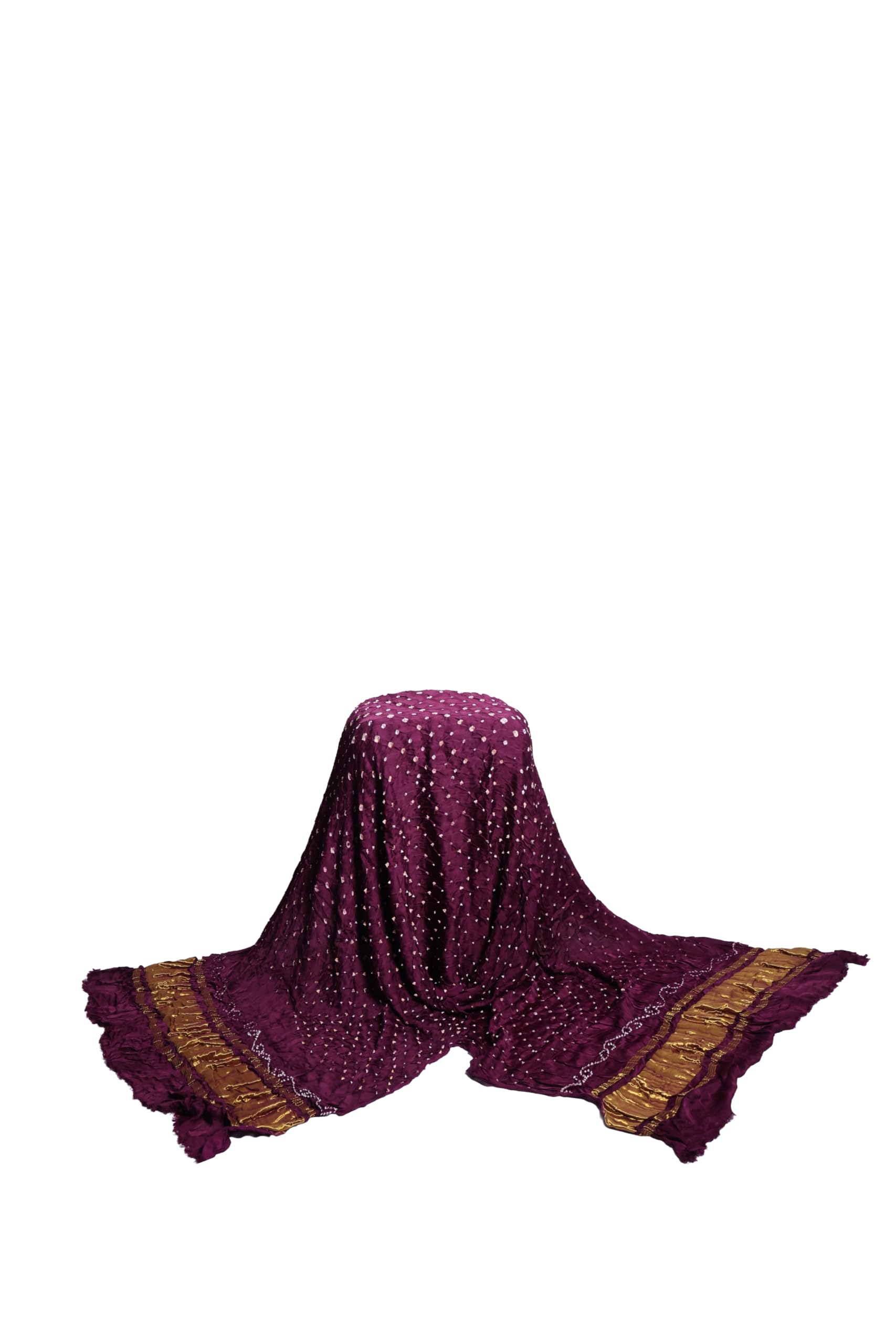 Pure Gaji Fabrics Bandhej Bandhani Dupatta with Golden Lagdi jari Patta, Soft Shiny Breathable Material, Handcrafted-picture-28