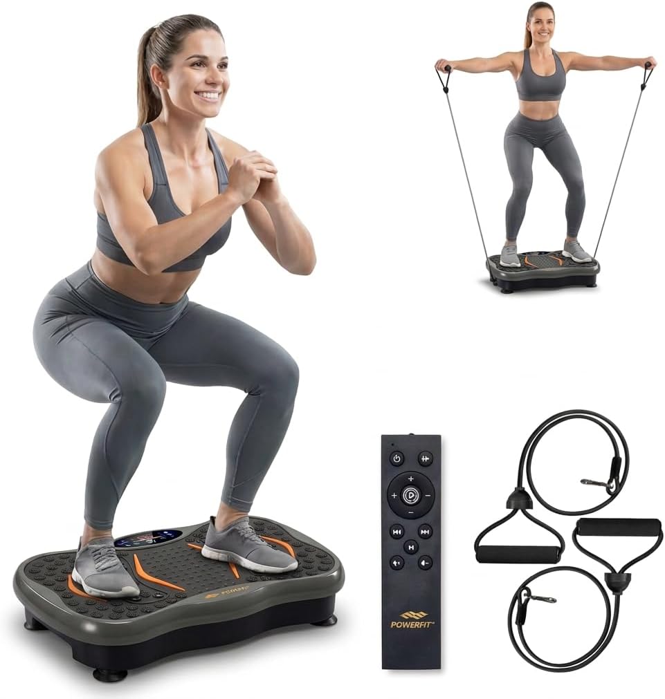 Powerfit Vibration Plate Exercise Machine - Waver Full Body Vibration Platform for Weight Loss & Lymphatic Drainage