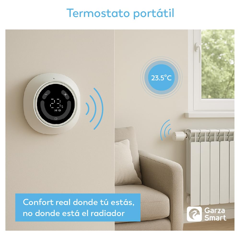 Garza - Zestaw 2 głowic WiFi do grzejnika + przenośny czujnik + mostek Zigbee, termostatyczny, sterowanie aplikacją i głosem, trybami ręcznymi/automatycznymi, wykrywaniem okien, zapobieganiem