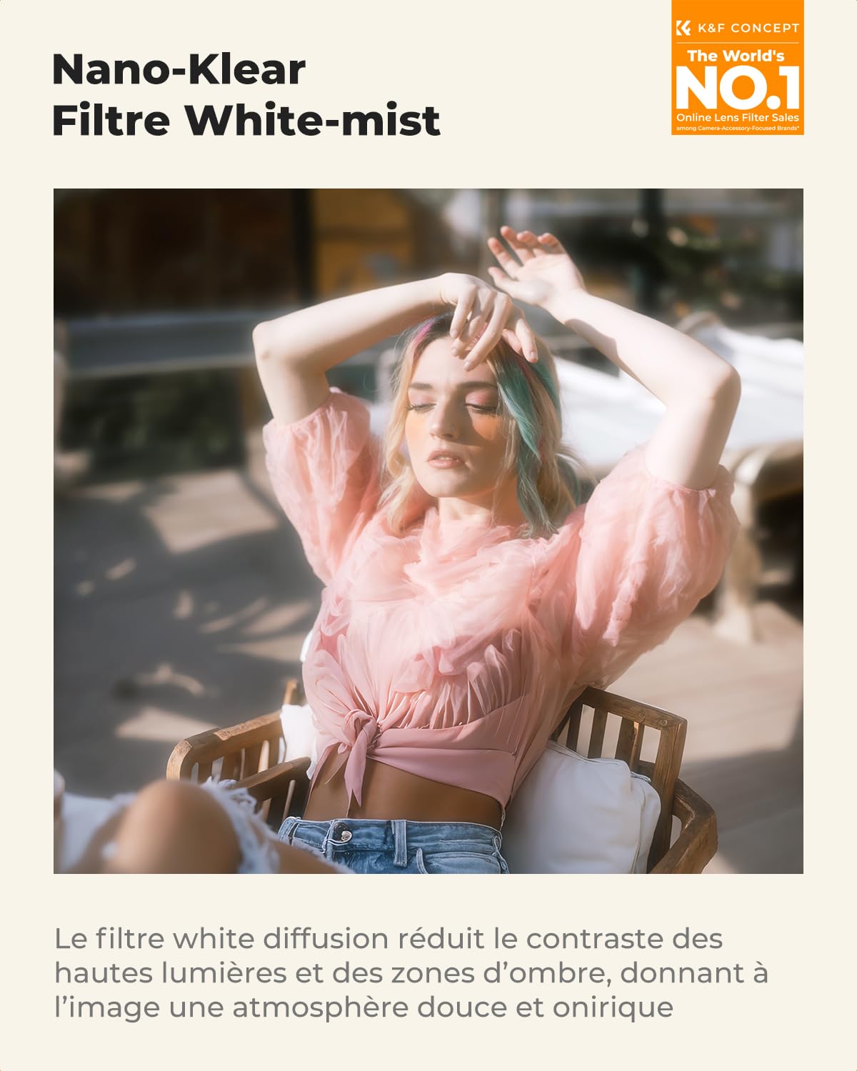K&F CONCEPT 67mm Filtre Doux Blanc Filtre White Mist Diffusion Brume Brouillard Effet et 3 Chiffons de Nettoyage pour Objectif Appareil Photo Caméra Reflex Numérique