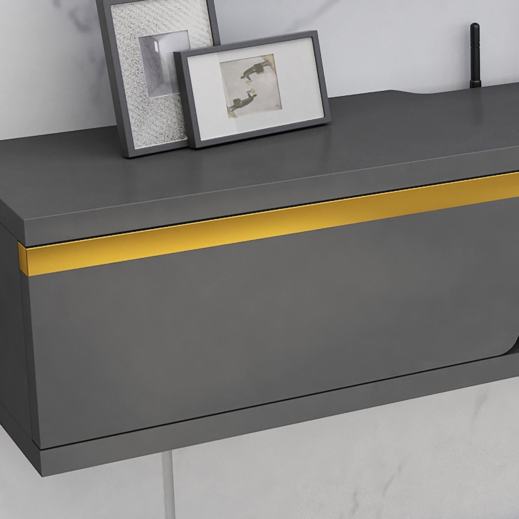 Moderno supporto TV galleggiante da parete per soggiorno e camera da letto, mensola regolabile per router e lettore DVD, console TV Slish Spazio-cantare Home Decor