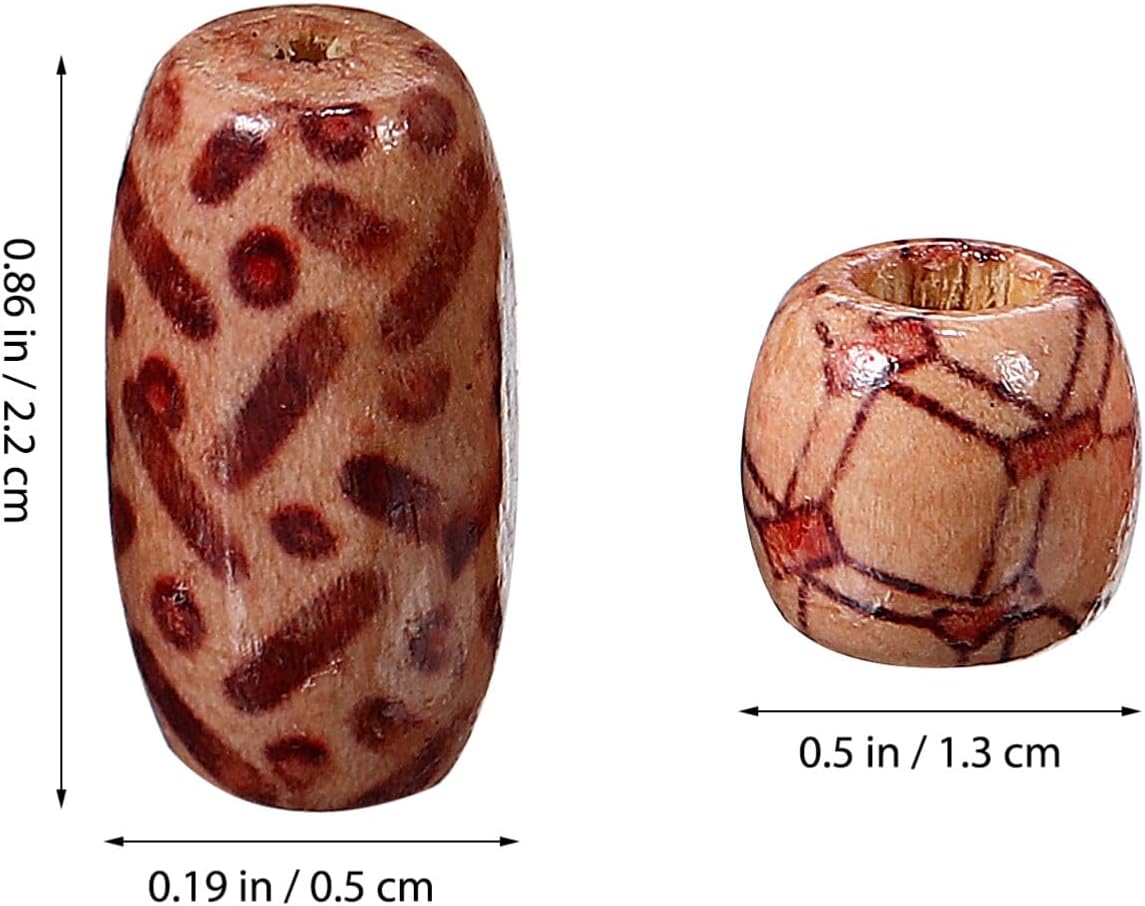 Mixed Painted Tumbled Wood Spacer Beads Loose Wooden Beads for Hair Braiding 400pcs