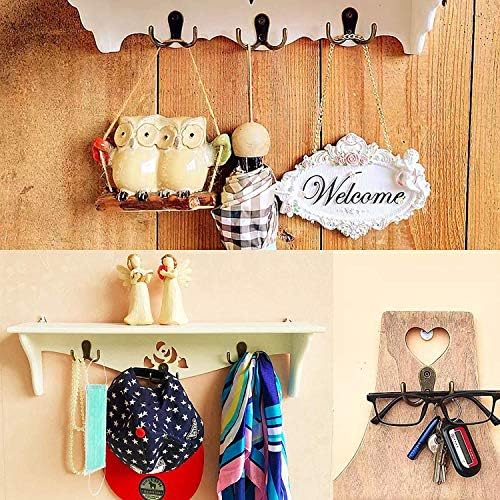 Namvo 10 Pcs Double Coat Hook Vintage Metal Hook Bronze Hat Clothes Towel Hook Antique Twin Robe Hook Dual Hooks Hanger Wall Mounted Door Hanging Hooks for Kitchen Bathroom Bedroom with Screws
