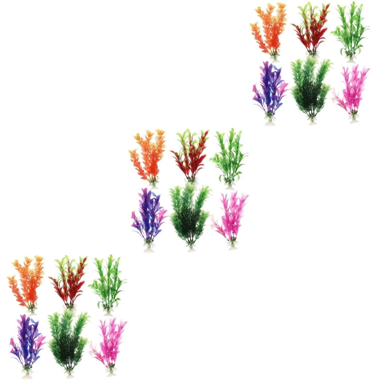 ULTECHNOVO 3 Set Piante Acquatiche Artificiali Pianta Acquatico Impianti Piante Di Pesce D'acquario Realistiche Decorazione Di Finte Plastica 6 Pezzi * 3