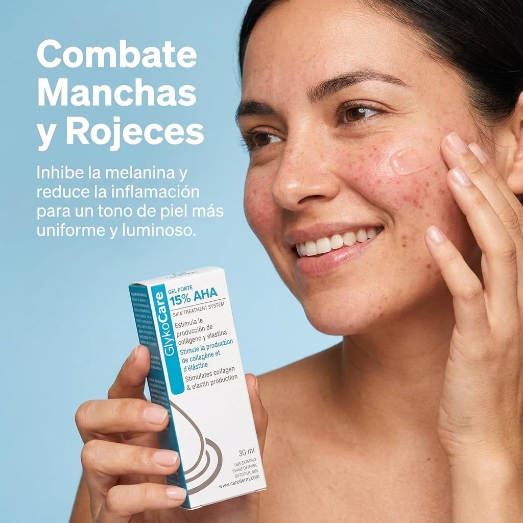Glykocare Gel Forte 15% Pack | Con Ácido Glicólico 15% | Renovación Cutánea | Con Ácido Salicílico, Ácido Tranexámico, Ácido Láctico y Vitamina E | Ayuda a Mejorar Textura (X4)