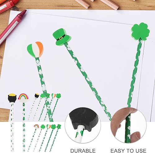 Miniatura 3 de 12 lápices del día de San Patricio, de madera, trébol, sombrero, lápices, Día de San Patricio, recuerdos de fiesta para el Día de San Patricio