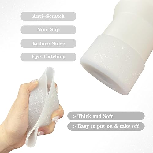 Miniatura 3 de Jooggy - Juego de 2 fundas de silicona brillante para botas Stanley Cup de 20 a 40 onzas y Hydro Flask de 12 a 24 onzas con cubierta inferior