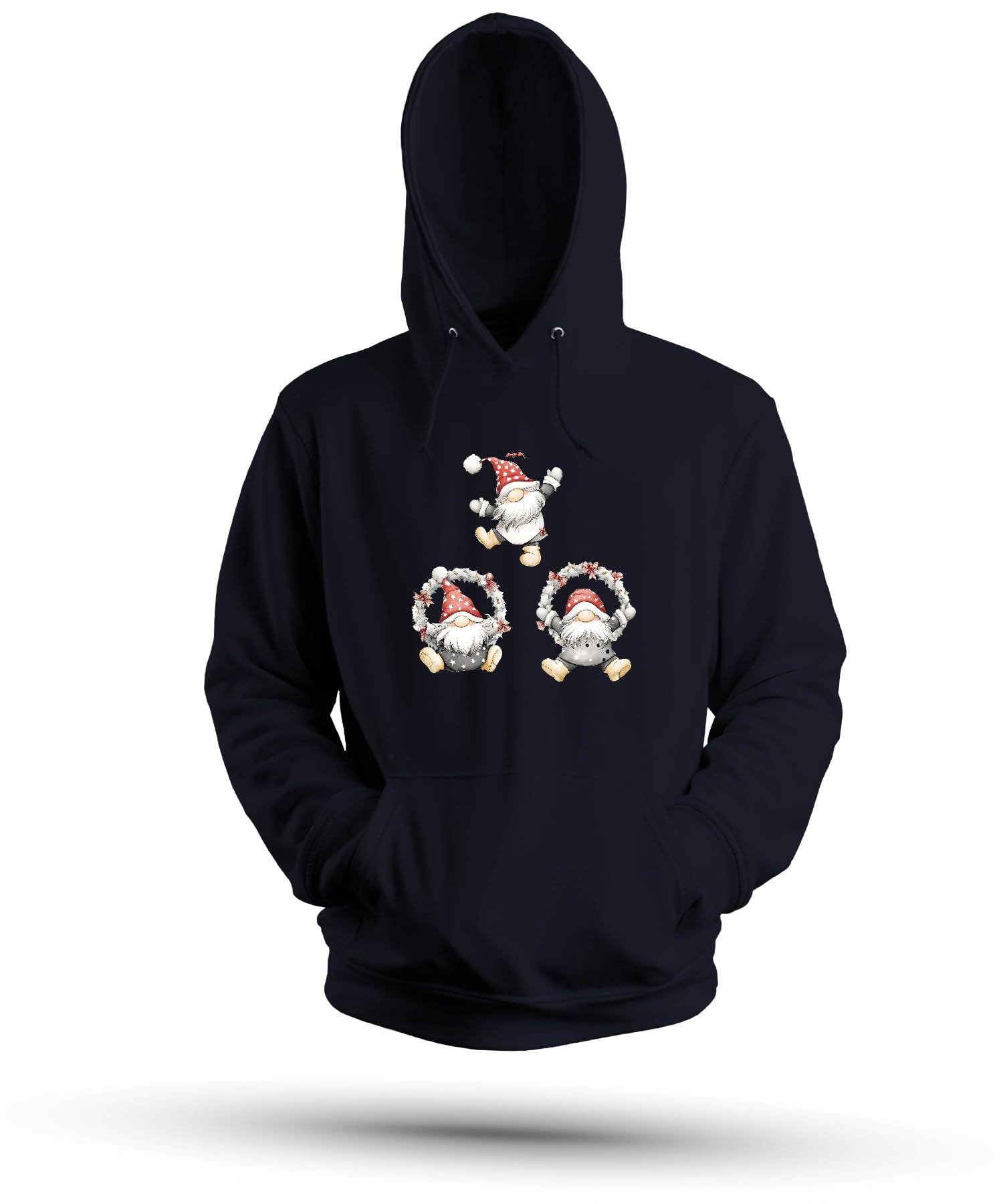 Świąteczny skrzat wianek, skandynawski, uroczy, akwarelowy, prezent, unisex, bluza z kapturem
