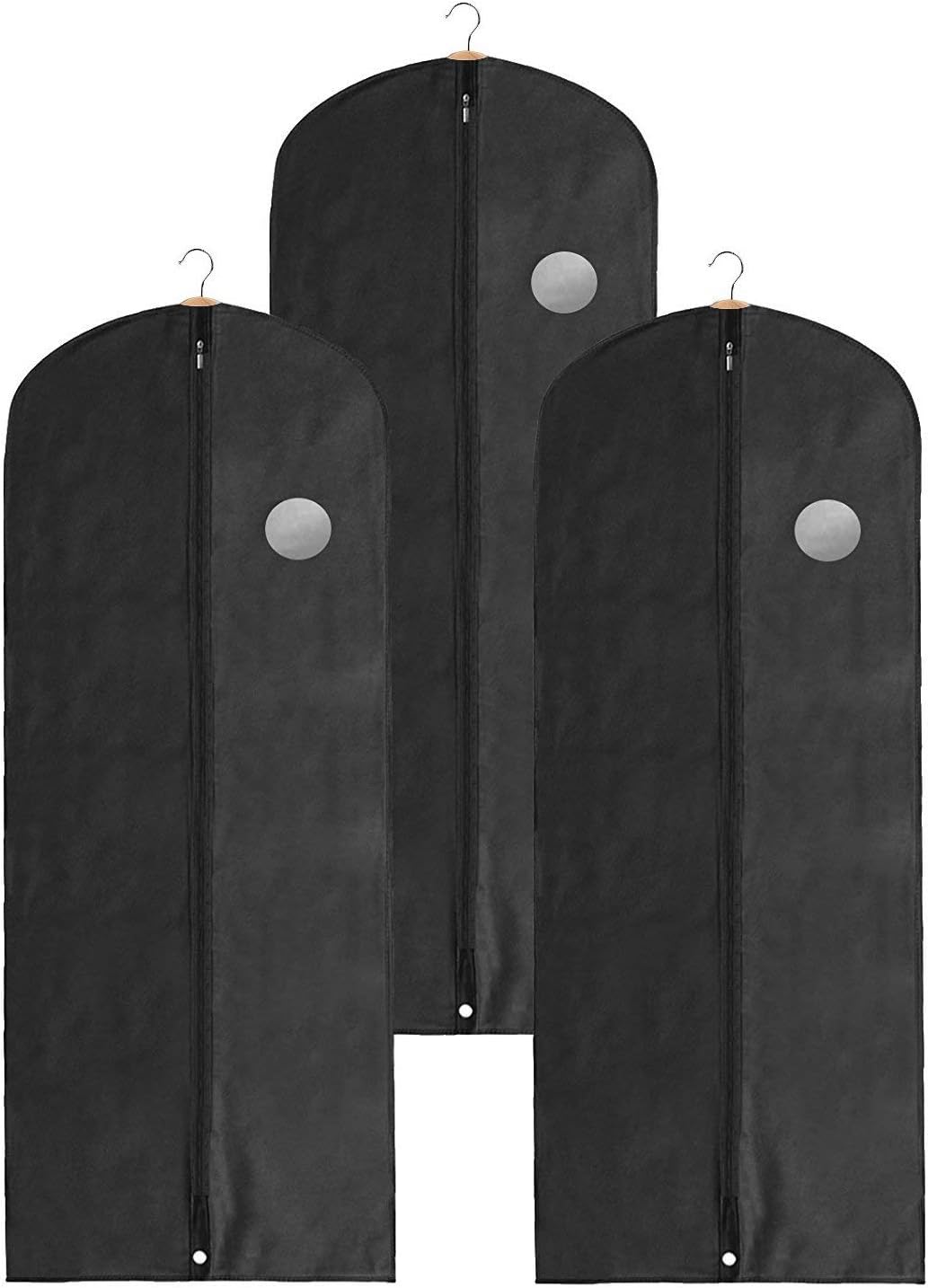 Clay Roberts Long Garment Bags, Black Dress Covers, Pack of 3, Clothing Storage Bags, Travel