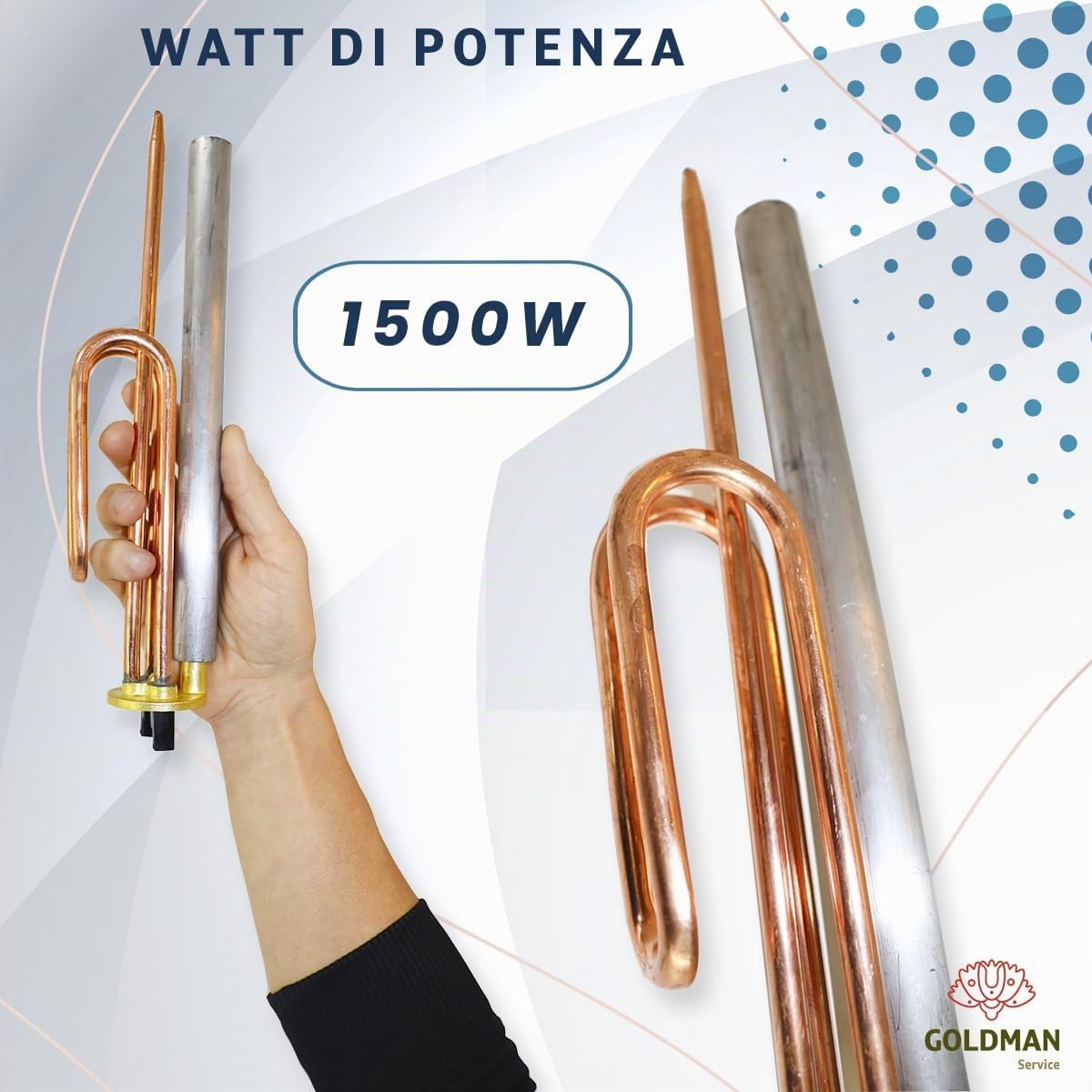 GOLDMAN SERVICE Resistenza termica elettrica flange 1500 W + anodo magnesio + guarnizione in gomma + vite fissaggio. Kit Ricambio scaldatore acqua compatibile con tutte le principali marche