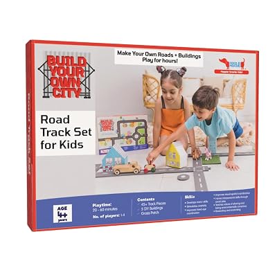 CocoMoco Kids Build Your Own City 48 Pieces Road Track, Flexible Road Puzzle Pretend Play Car Race Track Set, Educationa