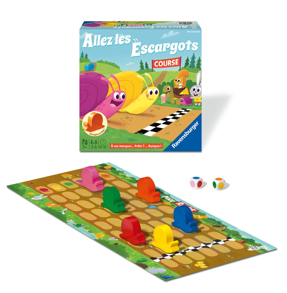 Ravensburger Allez Les Escargots Jeu de société Enfant dès 3 Ans Premier Jeu éducatif Couleurs Parcours Course d'escargots 2 à 6 Joueurs Version française
