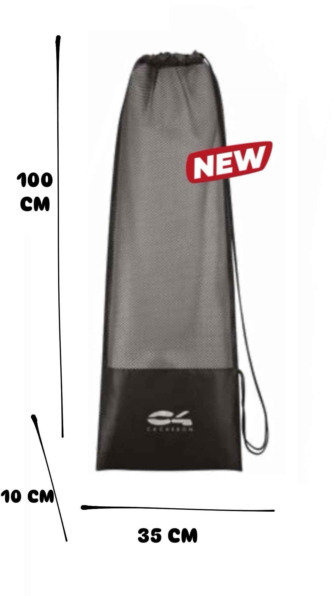 C4 Netztasche für Flossen zum Schnorcheln, Apnoe, Unterwasserausrüstung – reißfestes Gewebe, verstärkter Boden – Mesch Bag erhältlich in 2 Größen