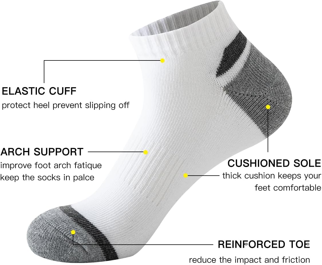 JOYNÉE 10 Pairs Mens Athletic Running Ankle Socks Men 10 Pack Low Cut Breathable Workout Socks,Sock Size:10-13 - Image 4