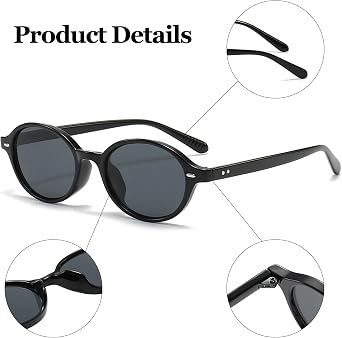 نظارات شمسية LJCZKA Retro Oval للنساء والرجال نظارات شمسية بيضاوية عصرية مستديرة من التسعينيات ظلال عتيقة حماية UV400
