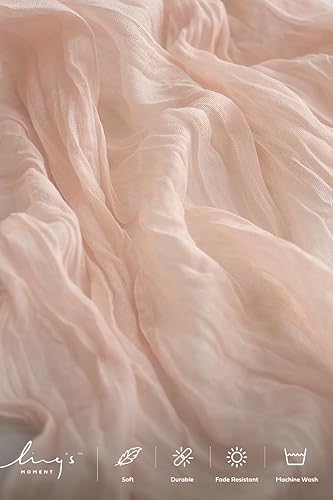 Miniatura 3 de Ling's Moment Camino de Mesa de Muselina Color Blush de 14 pies, Gasa Transparente Extra Largo, Color Rosa Polvoriento, Caminos de Mesa para Bodas,