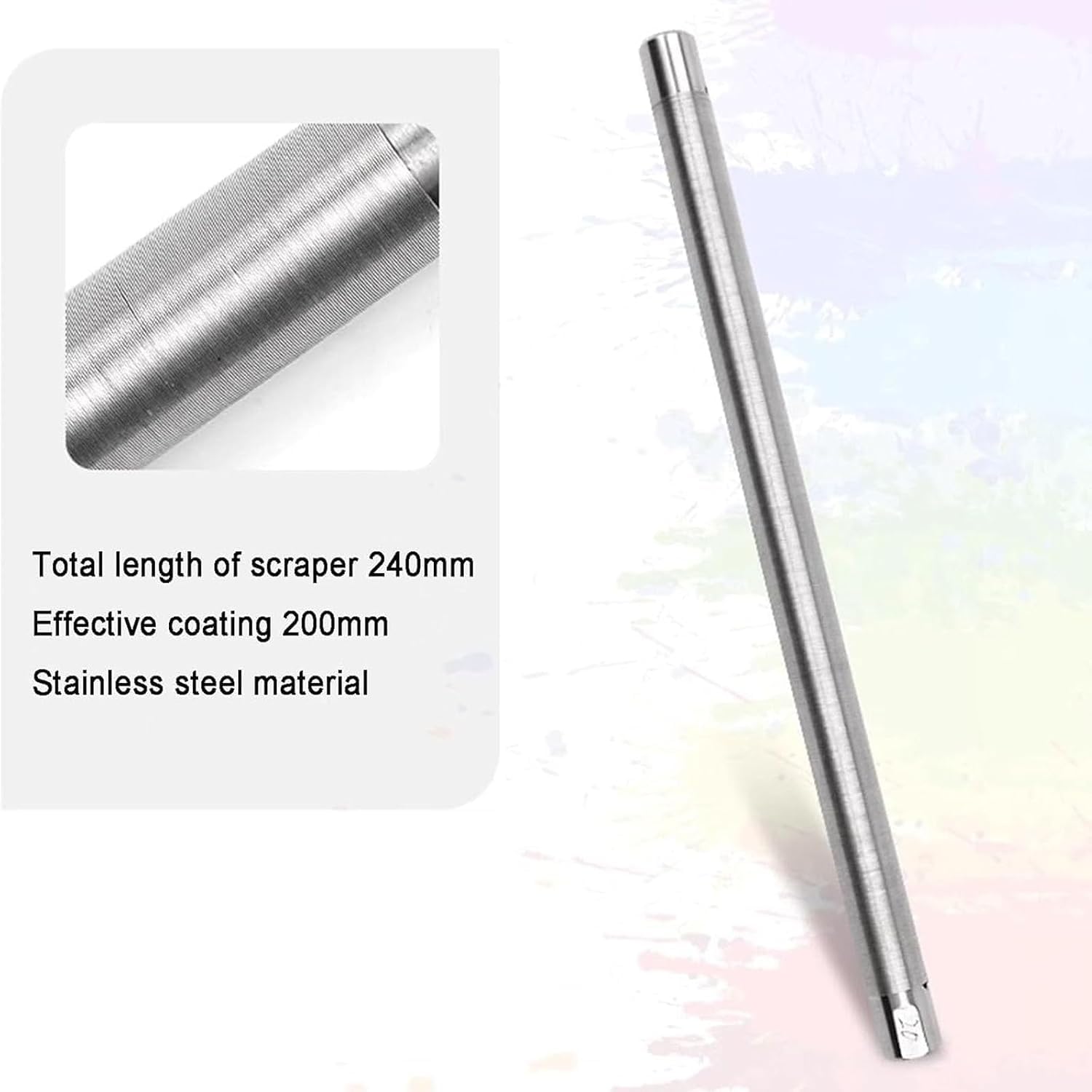 Aplicador de película húmeda de alambre de acero inoxidable con mango de metal para barnices, pegamento, pintura y tinta. Fabricado en acero inoxidable pulido de precisión, liso, resistente desgaste