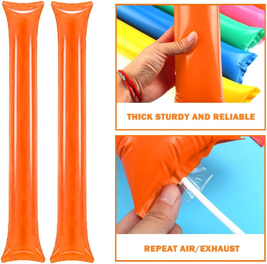 Lovecheer 50PCS Thunder Sticks Thicken Cheering Sticks Plastic Inflatable Noise Makers for Sports Team Spirit Party image 4