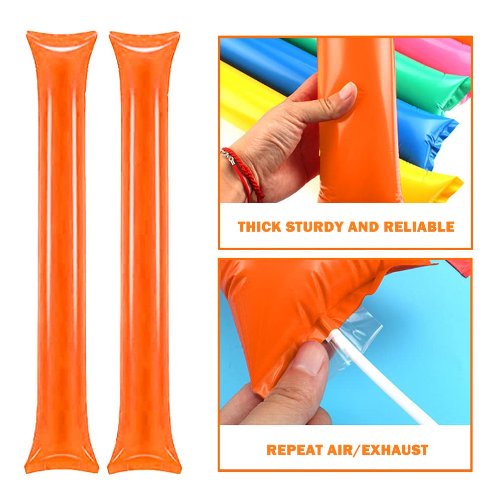 Squeaky Inflatable Sticks Inflatable Cheer Sticks Lovecheer 50-Pack Orange Inflatable Thunder ...