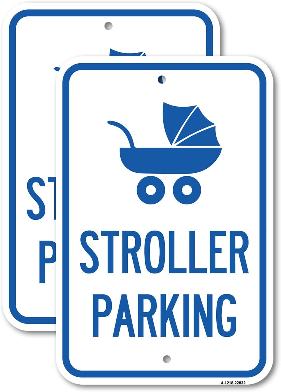(2 Pack) Stroller Parking (With Graphic) | 12" X 18" Heavy-Gauge Aluminum Sign | Rust Free Aluminum, Weather Resistant, Waterproof, Fade Resistant, 2 Pre-drilled Holes