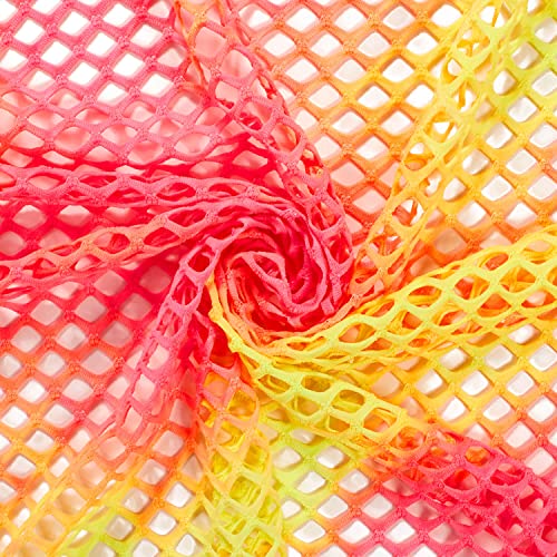 Cabaret Stretch Mesh Fabric Spandex Hole Costume Dance Wear 58" Wide All Color (Neon Lime/Hot Pink)