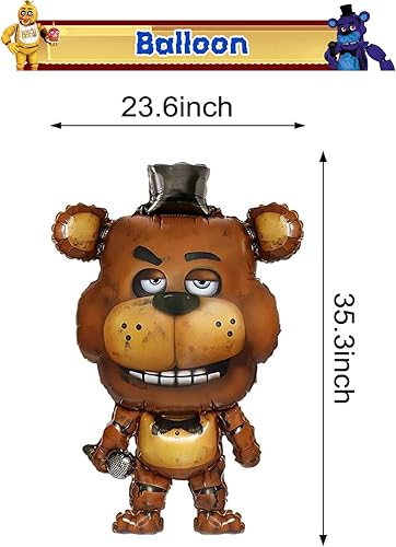 Miniatura 3 de 49pcs Five Nights at Freddys Birthday Party Supplies, Includes Banner, Tablecloth, Cake Topper - 24 Cupcake Toppers - 20 Balloons - 2 Foil Balloons