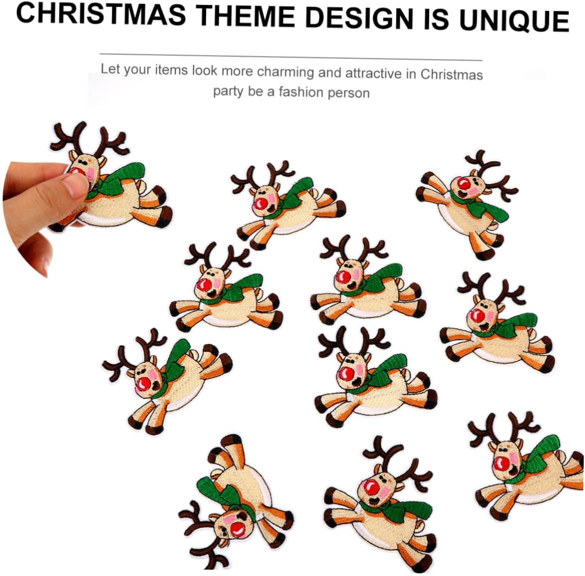 HEMOTON 10pcs Christmas Applique Embroidered Patches Set for Clothing DIY Decoration Holiday Sewing Craft Supplies