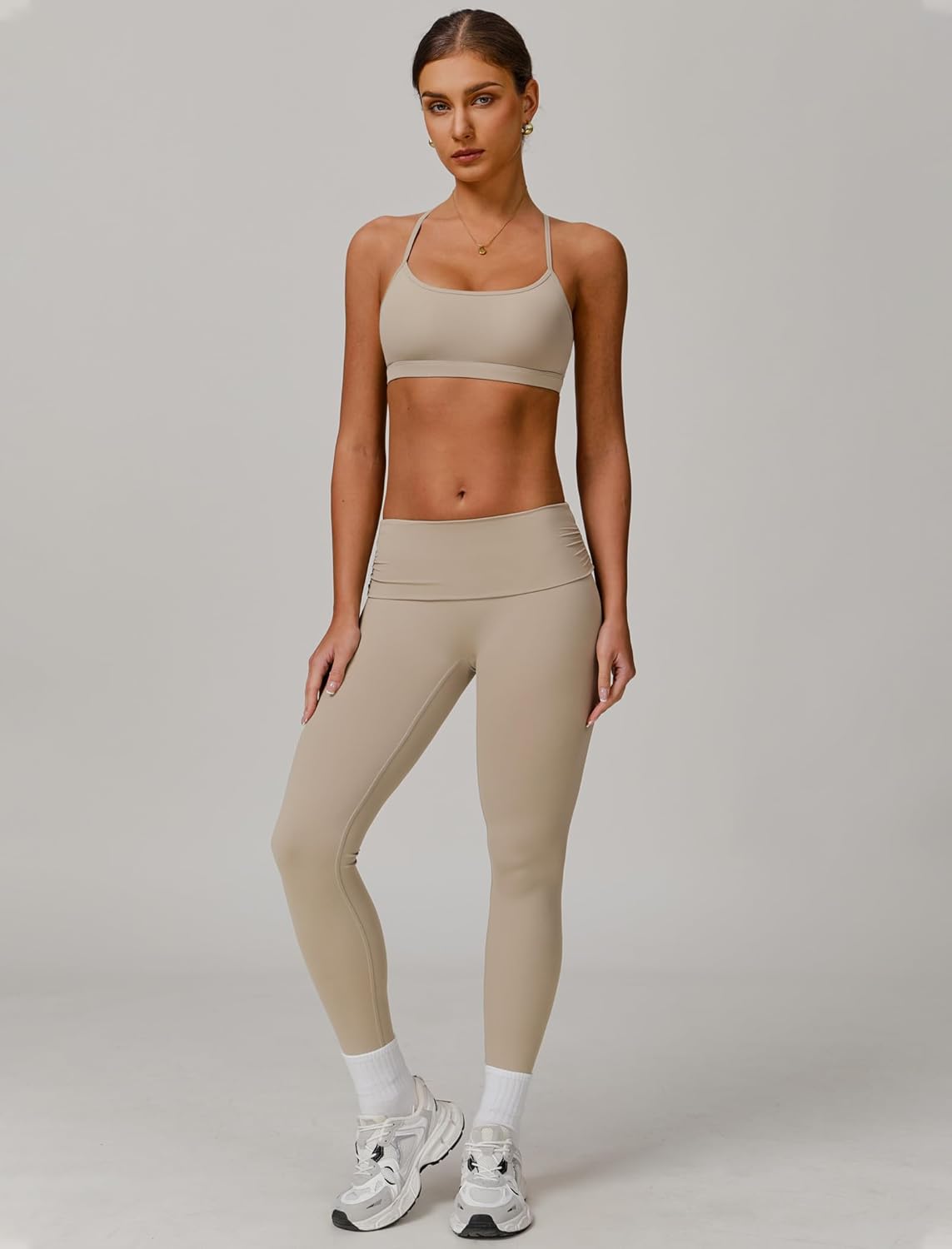 QBGJTD Womens Workout Sets Two Piece Cross Back Sports Bras Matching High Waist Leggings Sets Gym Outfits Work Out Clothes - Image 4